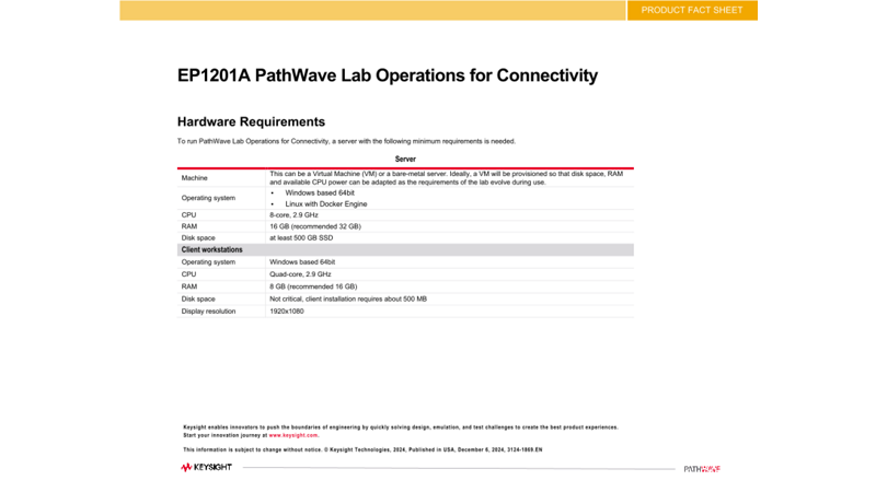 EP1201A PathWave Lab Operations for Connectivity